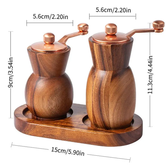 SpiceOak™ – Wooden Pepper & Salt Grinder Set with Base