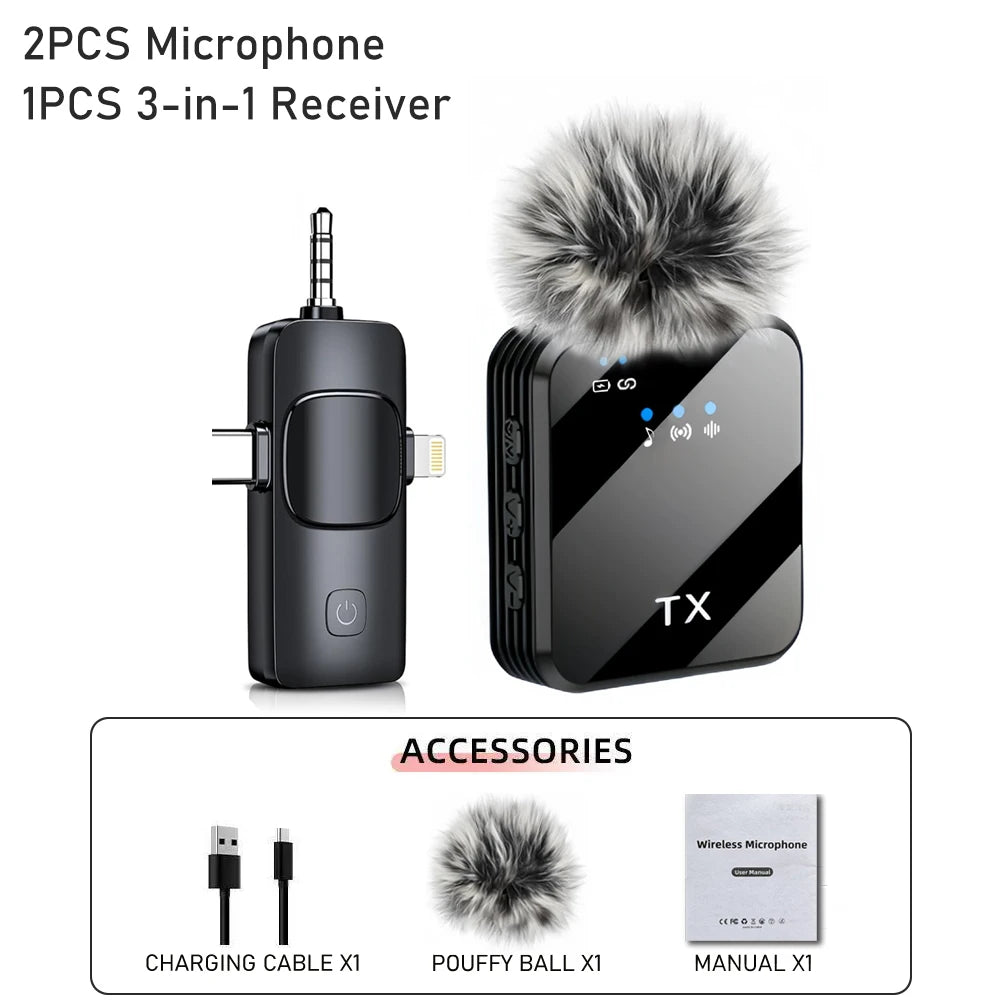 ClearCast™ – 3-in-1 Lavalier Microphone with Wireless & Noise Filter