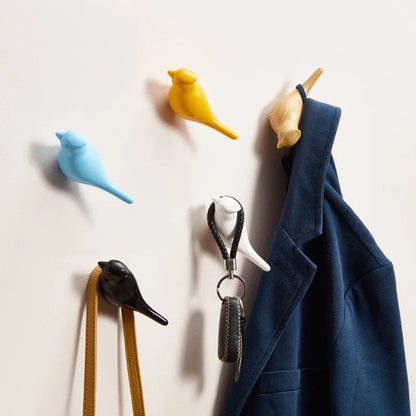 AviaryHook™ Decorative Bird Wall Hooks – 3D Resin Wood Grain Single Coat Hanger