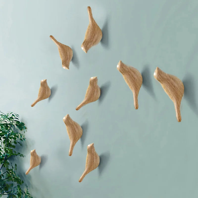AviaryHook™ Decorative Bird Wall Hooks – 3D Resin Wood Grain Single Coat Hanger