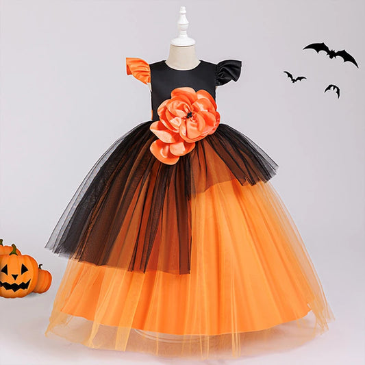 Glowbelle™ – Pumpkin Witch Party Dress for Girls