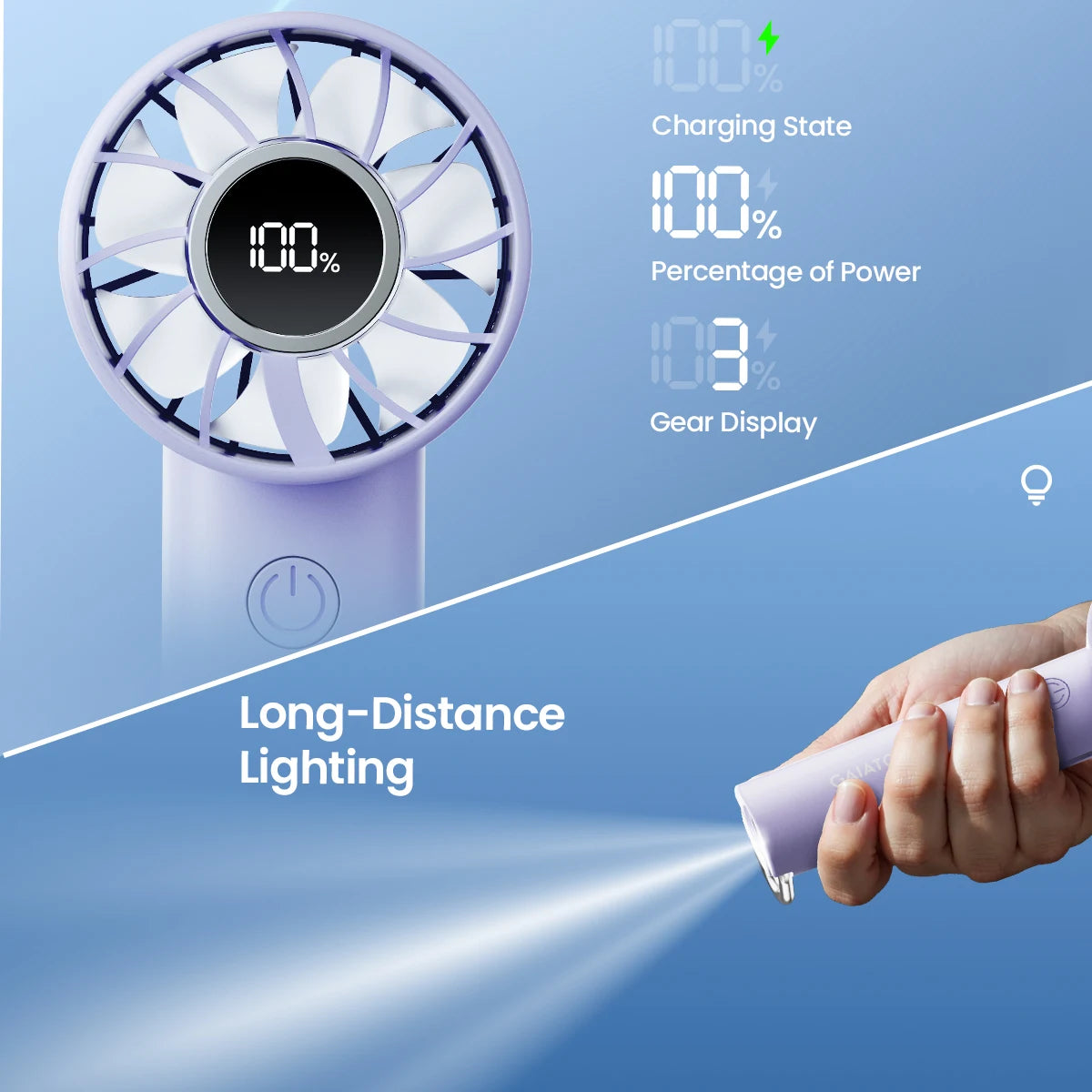 ChillBeam™ Portable Fan – Compact USB Rechargeable Handheld Fan with LED & 3 Speeds