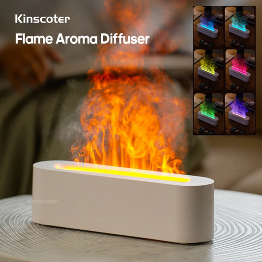 FireAura™ Luxe – RGB Flame Ultrasonic Diffuser for Aromatherapy & Night Ambience