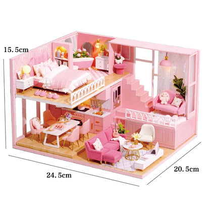 LuxeHaven™ Miniature Wooden Dollhouse – Elegant DIY Duplex Apartment 3D Puzzle with Exquisite Furniture