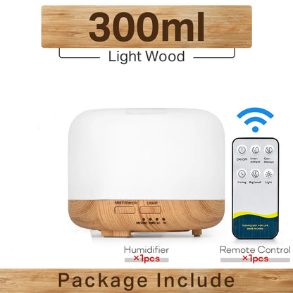 PureMist™ – Ultrasonic Aroma Diffuser & LED Humidifier with Remote (White & Wood Finish)