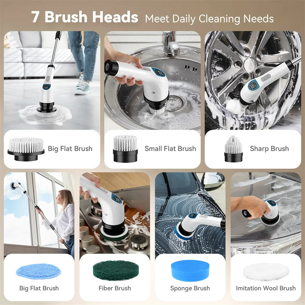 PureWhirl™ – Electric Spin Scrubber with Dual Speeds & Spray Function