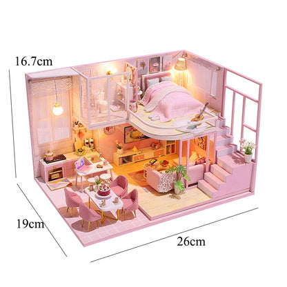 LuxeHaven™ Miniature Wooden Dollhouse – Elegant DIY Duplex Apartment 3D Puzzle with Exquisite Furniture