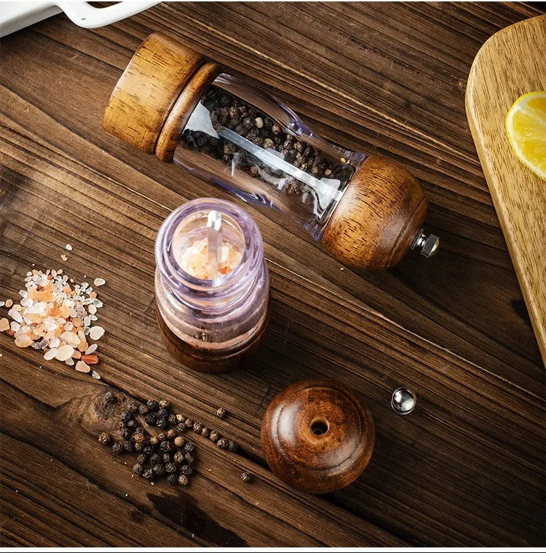 SpiceLoom™ – Retro Wooden Pepper Grinder Set with Base