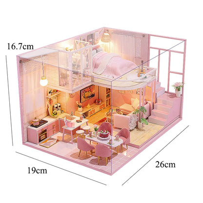 LuxeHaven™ Miniature Wooden Dollhouse – Elegant DIY Duplex Apartment 3D Puzzle with Exquisite Furniture