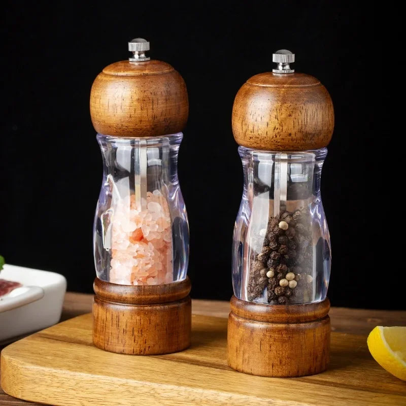 SpiceLoom™ – Retro Wooden Pepper Grinder Set with Base