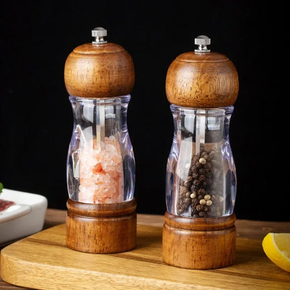 SpiceLoom™ – Retro Wooden Pepper Grinder Set with Base