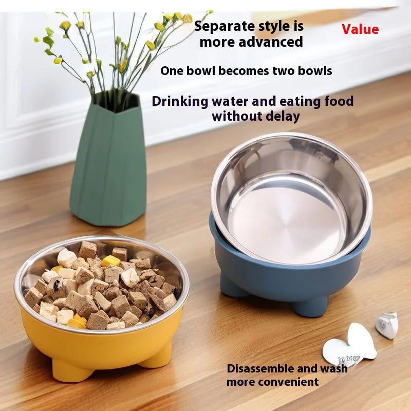 WhiskerBowl™ Premium Pet Feeding Dish – Detachable Stainless Steel with Non-Slip Base