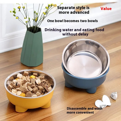WhiskerBowl™ Premium Pet Feeding Dish – Detachable Stainless Steel with Non-Slip Base