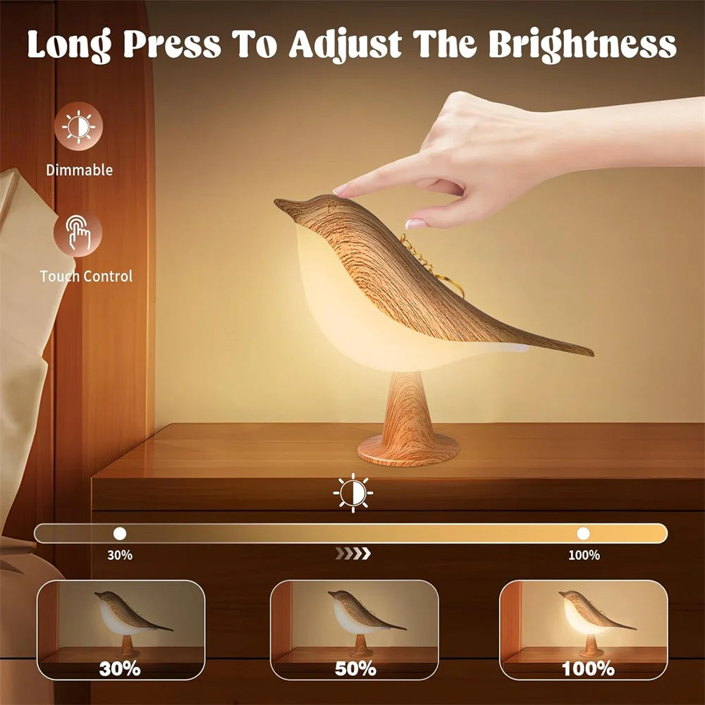 LumaNest™ – Touch-Control Bird Lamp with USB Rechargeable Battery & Dimmable Light
