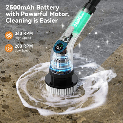 PureWhirl™ – Electric Spin Scrubber with Dual Speeds & Spray Function