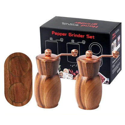 SpiceOak™ – Wooden Pepper & Salt Grinder Set with Base