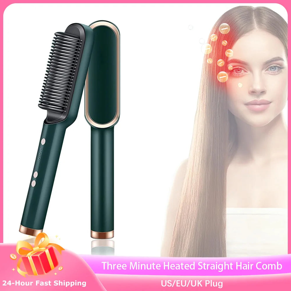 Ionéla™ – 2-in-1 Straightening & Curling Brush with Negative Ion