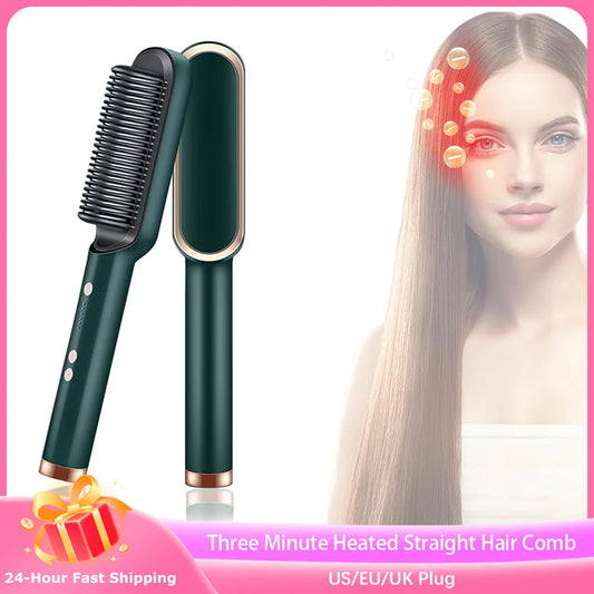 Ionéla™ – 2-in-1 Straightening & Curling Brush with Negative Ion