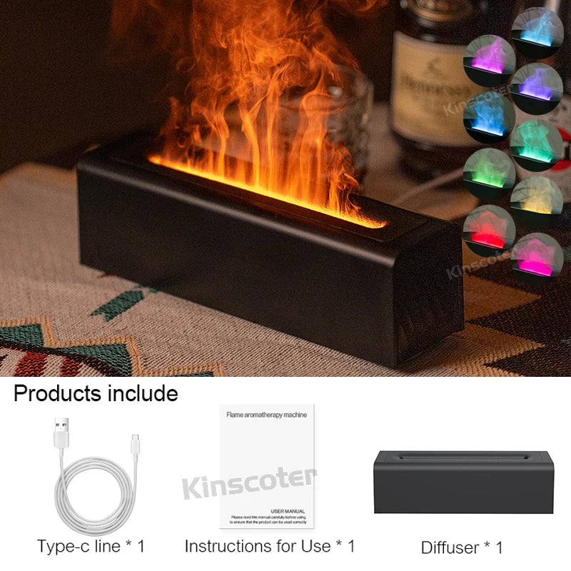 FireAura™ Luxe – RGB Flame Ultrasonic Diffuser for Aromatherapy & Night Ambience