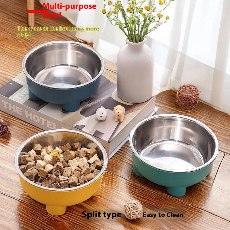 WhiskerBowl™ Premium Pet Feeding Dish – Detachable Stainless Steel with Non-Slip Base