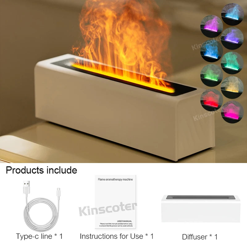 FireAura™ Luxe – RGB Flame Ultrasonic Diffuser for Aromatherapy & Night Ambience