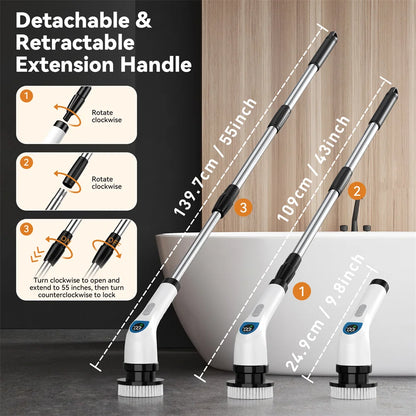 PureWhirl™ – Electric Spin Scrubber with Dual Speeds & Spray Function