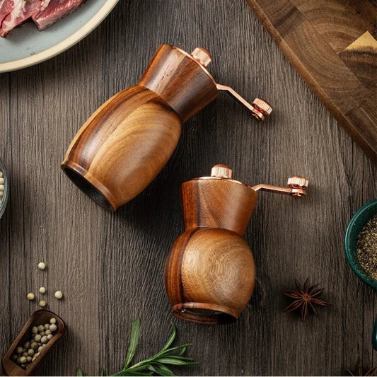 SpiceOak™ – Wooden Pepper & Salt Grinder Set with Base