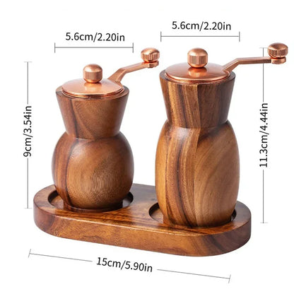 SpiceOak™ – Wooden Pepper & Salt Grinder Set with Base