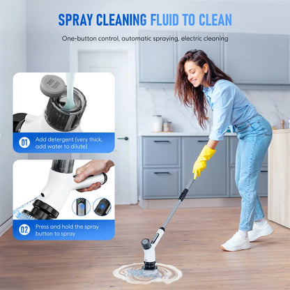 PureWhirl™ – Electric Spin Scrubber with Dual Speeds & Spray Function