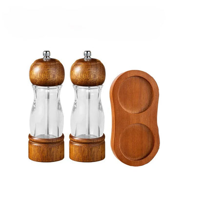 SpiceLoom™ – Retro Wooden Pepper Grinder Set with Base