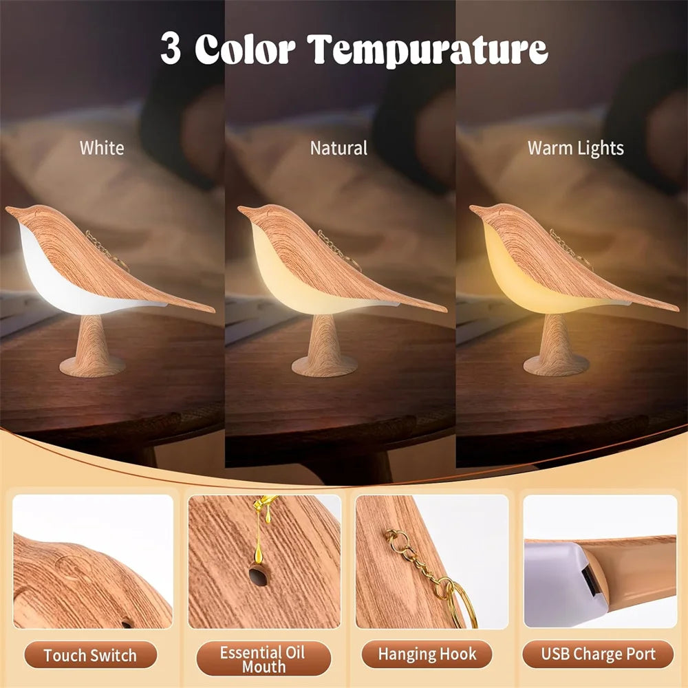 LumaNest™ – Touch-Control Bird Lamp with USB Rechargeable Battery & Dimmable Light
