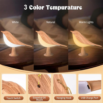 LumaNest™ – Touch-Control Bird Lamp with USB Rechargeable Battery & Dimmable Light