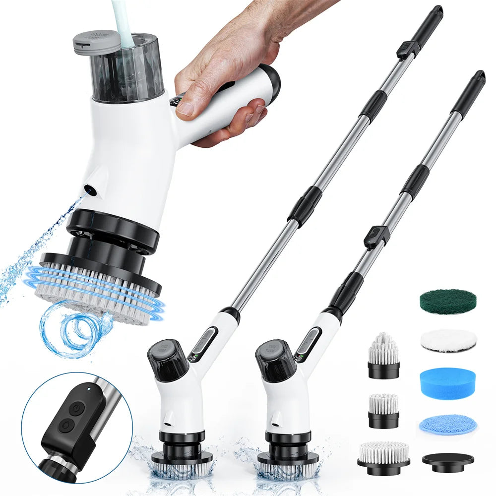 PureWhirl™ – Electric Spin Scrubber with Dual Speeds & Spray Function