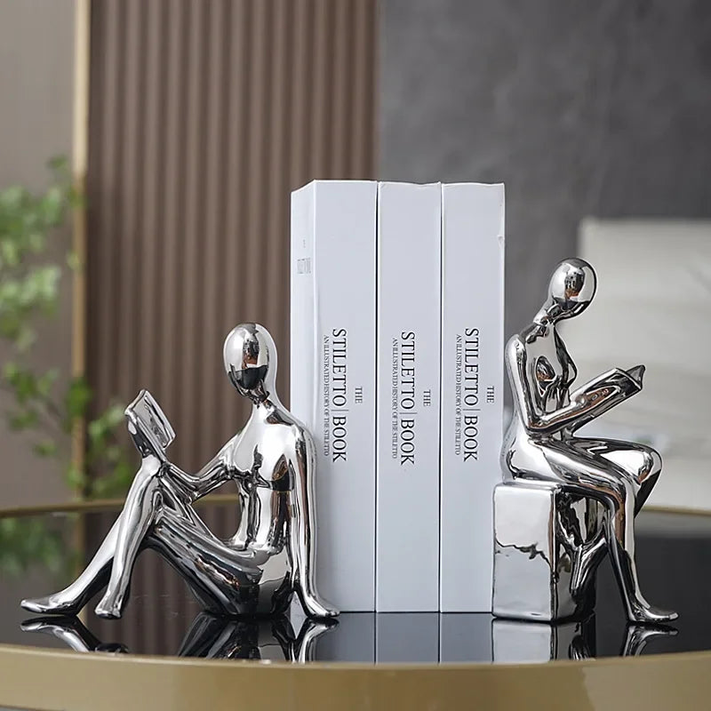 GraceHold™ – Modern Ceramic Girl Bookends for Stylish Home & Study Decor