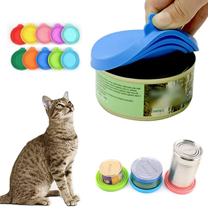 2pcs Reusable Pet Food Can Cover and Spoon Set