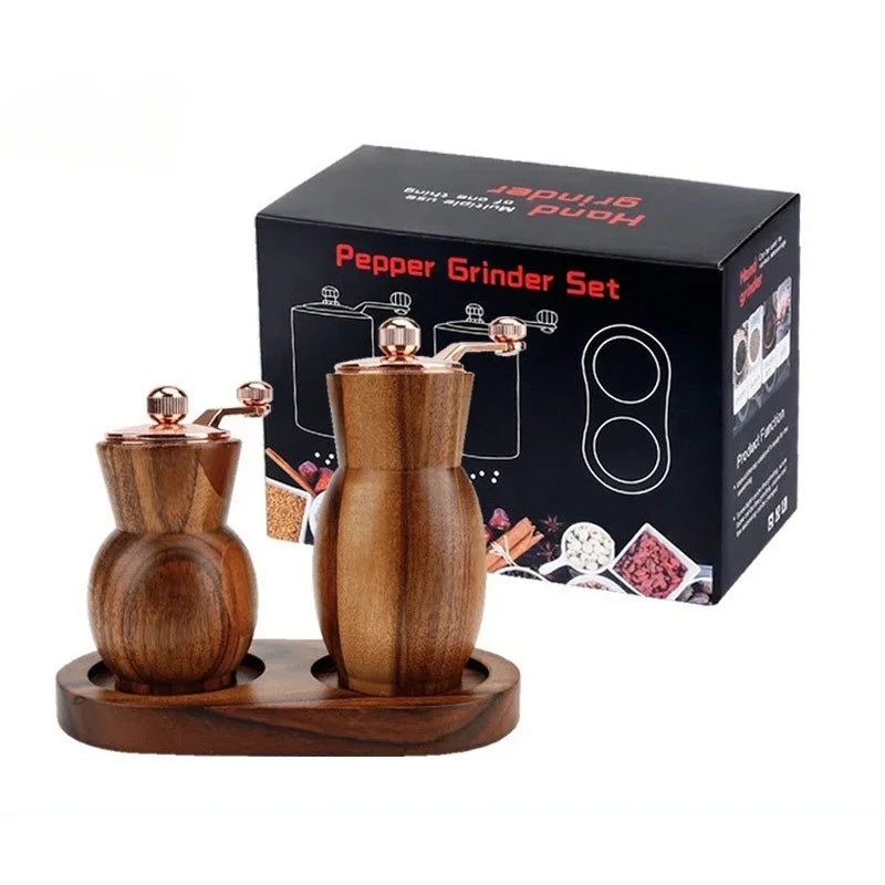 SpiceOak™ – Wooden Pepper & Salt Grinder Set with Base