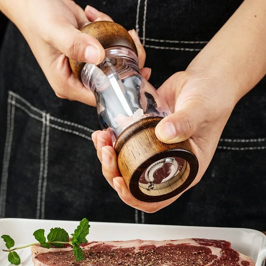 SpiceLoom™ – Retro Wooden Pepper Grinder Set with Base