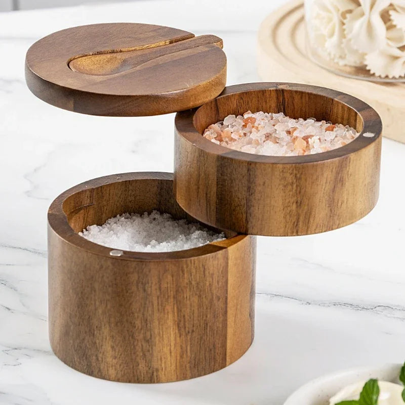 SeasonKeeper™ – Acacia & Bamboo Salt & Pepper Box