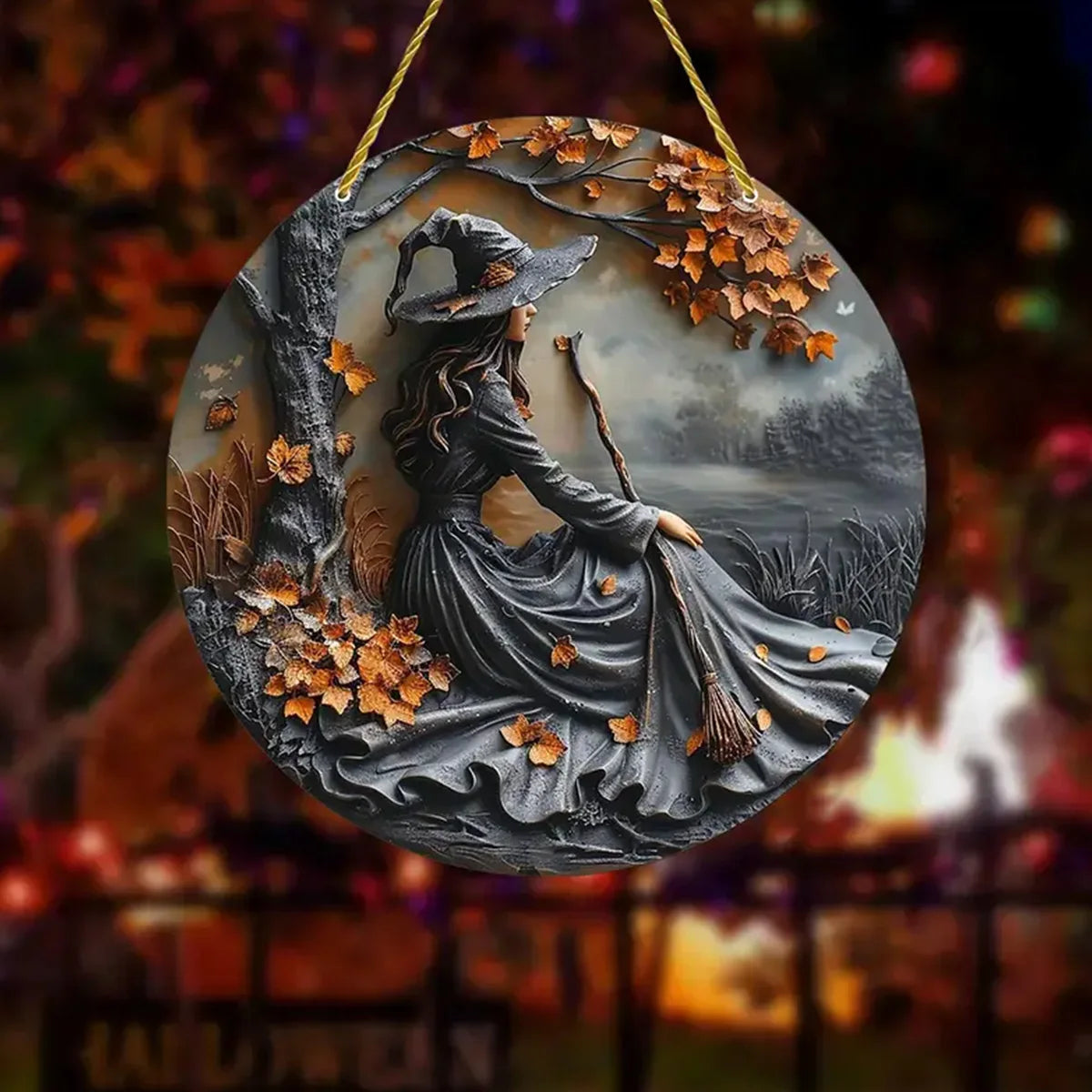 WitchMark™ – Halloween Acrylic Broom Sign