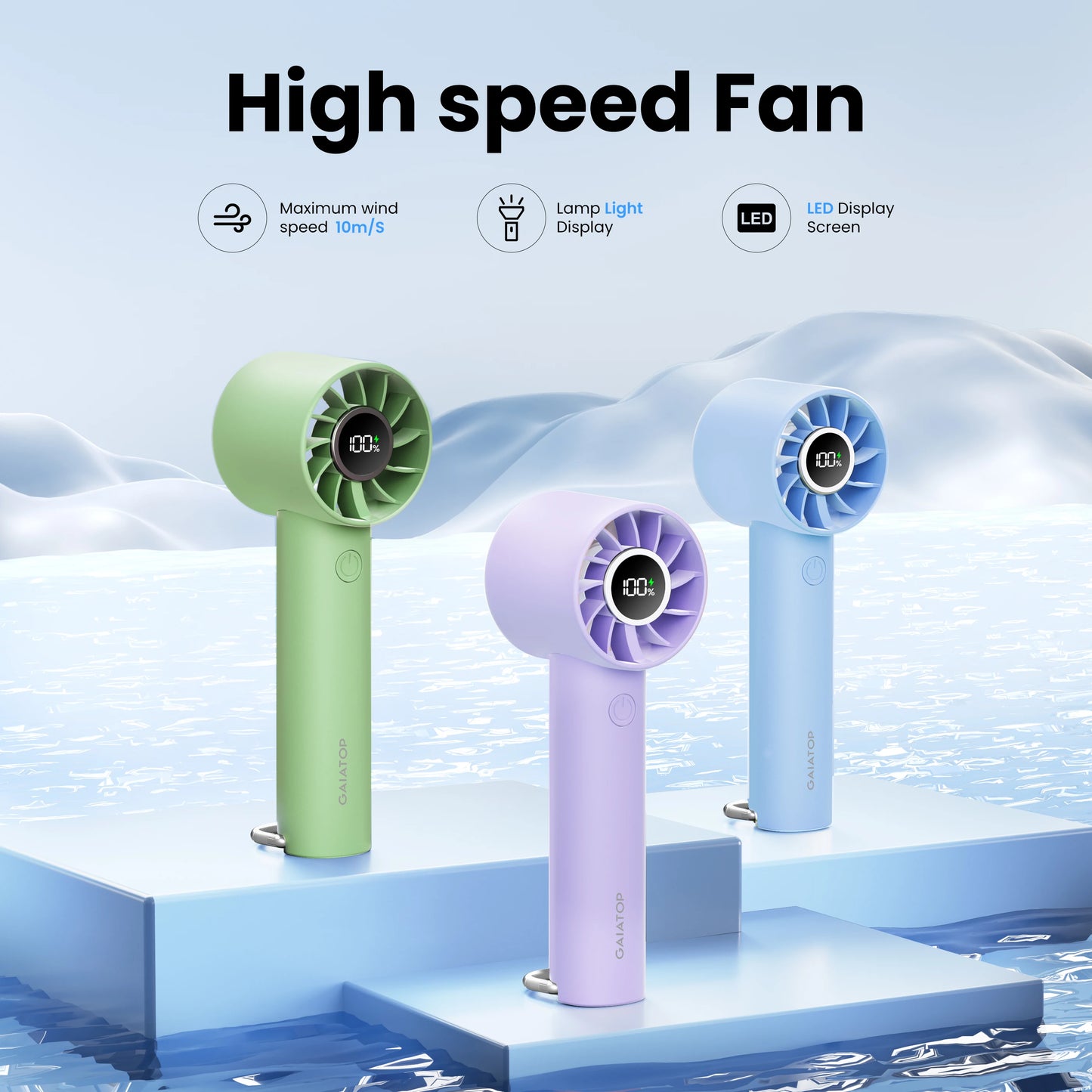 ChillBeam™ Portable Fan – Compact USB Rechargeable Handheld Fan with LED & 3 Speeds