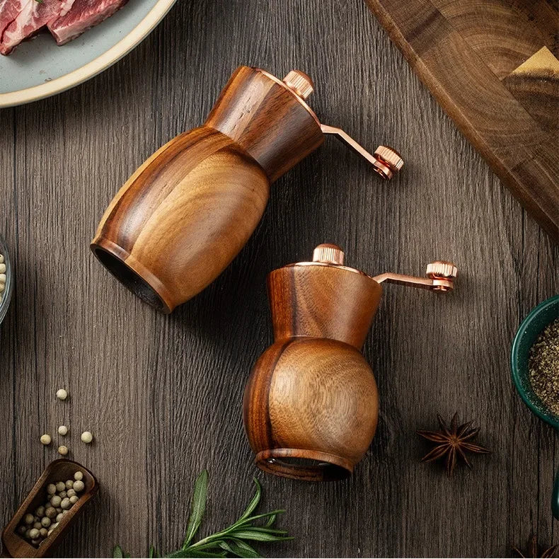 SpiceOak™ – Wooden Pepper & Salt Grinder Set with Base