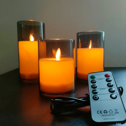 USB Rechargeable LED Candles – 3pcs Set with Remote Control
