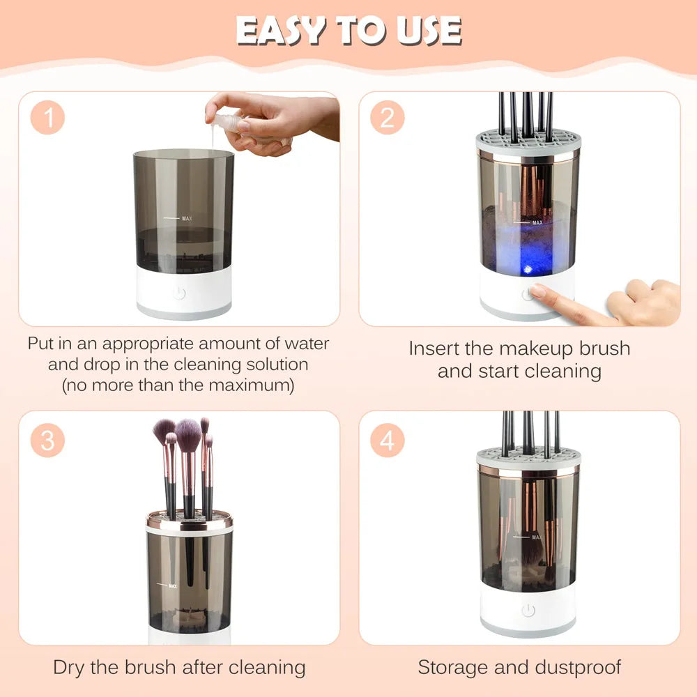 Brushaura™ – Elegant Electric Makeup Brush Cleaner & Dryer