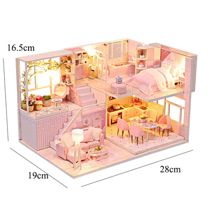 LuxeHaven™ Miniature Wooden Dollhouse – Elegant DIY Duplex Apartment 3D Puzzle with Exquisite Furniture