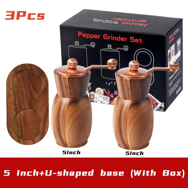 SpiceOak™ – Wooden Pepper & Salt Grinder Set with Base