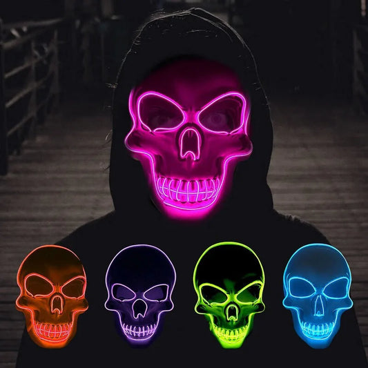 GlowCrypt™ – Luminous LED Skull Mask for Spooky Eleganc