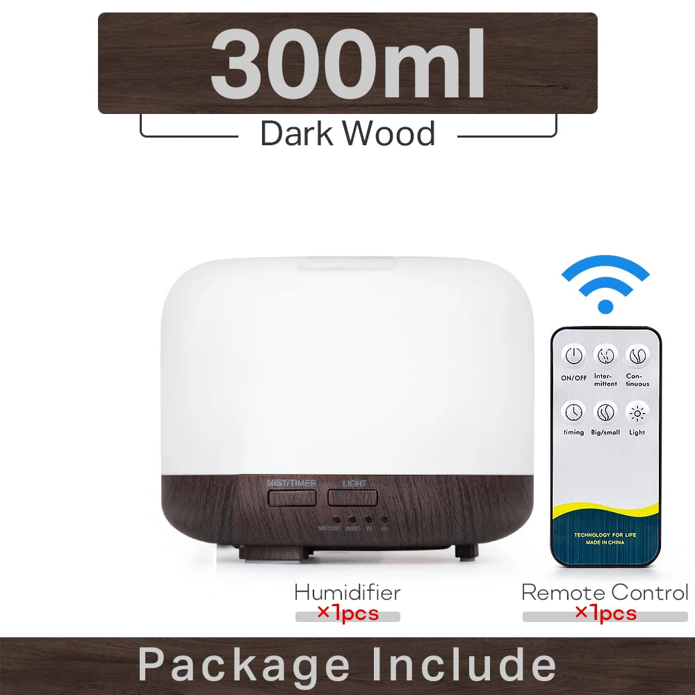 PureMist™ – Ultrasonic Aroma Diffuser & LED Humidifier with Remote (White & Wood Finish)