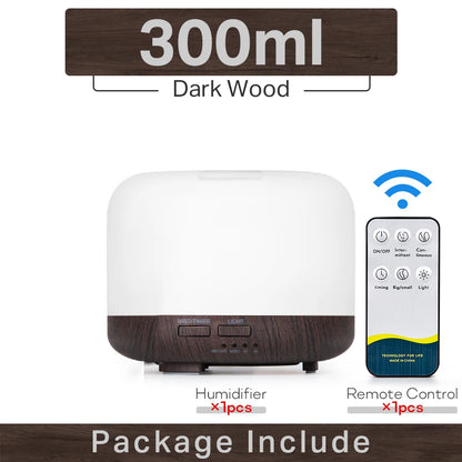 PureMist™ – Ultrasonic Aroma Diffuser & LED Humidifier with Remote (White & Wood Finish)