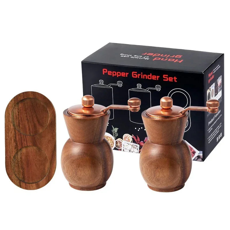 SpiceOak™ – Wooden Pepper & Salt Grinder Set with Base